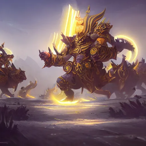 Image similar to a golden battle chariots, yellow magic theme, bright art masterpiece artstation. 8 k, sharp high quality artwork in style of jose daniel cabrera pena and greg rutkowski, concept art by tooth wu, blizzard warcraft artwork, hearthstone card game artwork, cart wheels