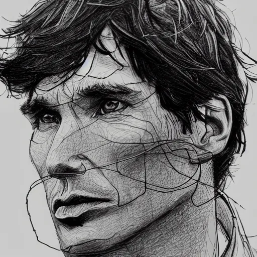 Image similar to a realistic yet scraggly portrait sketch of the side profile of a stern and sophisticated cillian murphy, trending on artstation, intricate details, in the style of frank auerbach, in the style of sergio aragones, in the style of martin ansin, in the style of david aja, in the style of mattias adolfsson