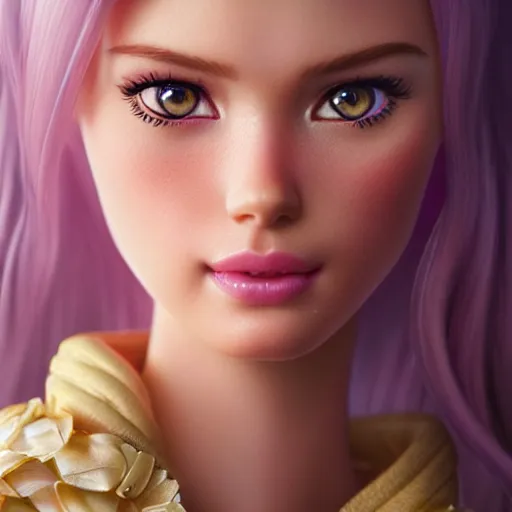 Image similar to a beautiful portrait of barbie ; crisp sharp focus ; ultra realistic, concept art, intricate details, stunning model, highly detailed, photorealistic, octane render, 8 k, unreal engine. art by artgerm and greg rutkowski and charlie bowater and magali villeneuve and alphonse mucha