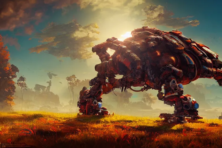 Image similar to shellsnapper machine mecanical creature robot of horizon forbidden west horizon zero dawn radiating a glowing aura global illumination ray tracing hdr fanart arstation by ian pesty and alena aenami artworks in 4 k