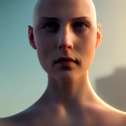 Prompt: photographic portrait of a stunningly beautiful renaissance cyberpunk bald female in soft dreamy light at sunset, contemporary fashion shoot, by edward robert hughes, annie leibovitz and steve mccurry, david lazar, jimmy nelsson, breathtaking, 8 k resolution, extremely detailed, beautiful, establishing shot, artistic, hyperrealistic, beautiful face, octane render