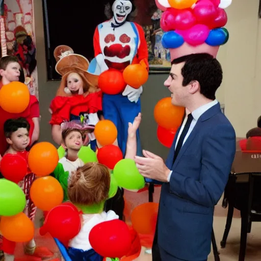 Prompt: Nathan Fielder as a clown performing for children, high quality photograph