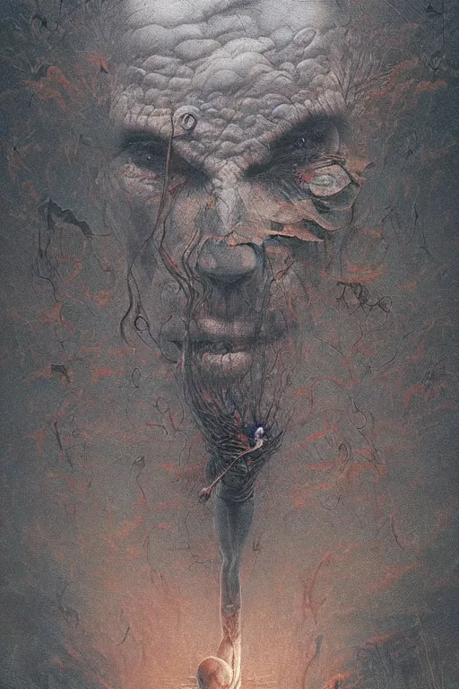 Prompt: madness, dark art, surreal bizarre, digital art, award winning masterpiece, fantastically beautiful, illustration, aesthetically inspired by beksinski and dan mumford, trending on artstation, art by greg rutkowski, 8 k