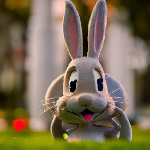 Image similar to a professional photo of bugs bunny, f / 1. 4, 9 0 mm, anatomically correct