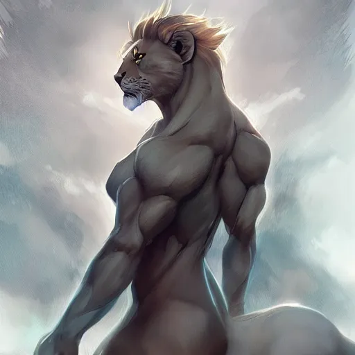 Prompt: a lion as gigachad,Character design by charlie bowater, ross tran, artgerm, and makoto shinkai, detailed, inked, western comic book art, 2021 award winning painting,anthropomorphic,detailed face,photorealistic,hyperdetailes