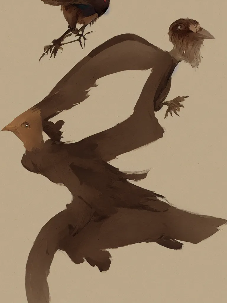 Image similar to human bird, by disney concept artists, blunt borders, rule of thirds, golden ratio