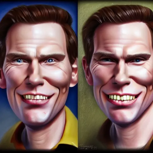 Image similar to Caricature portraits done of Jerma, realistic, hyperrealistic, very realistic, highly detailed, very detailed, extremely detailed, detailed, oil painting, digital art, trending on artstation