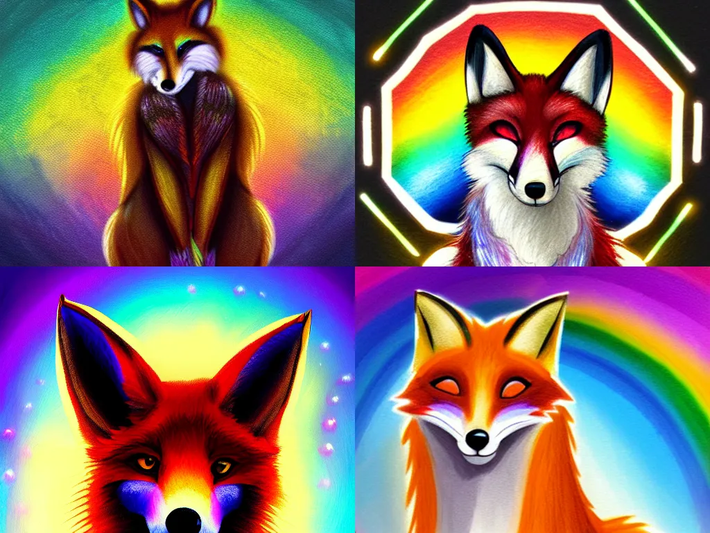 a beautiful rainbow fox, pixel art, trending on, Stable Diffusion