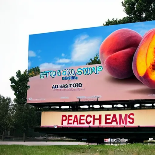 Prompt: a gigantic billboard that reads “STOP MAKING PEACH DEMONS”