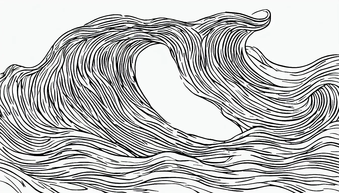 Prompt: ocean wave minimalist line drawing