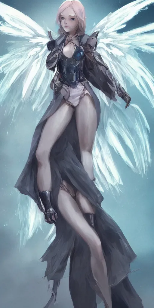 Prompt: Concept art angel girl artstation trending highly detailded