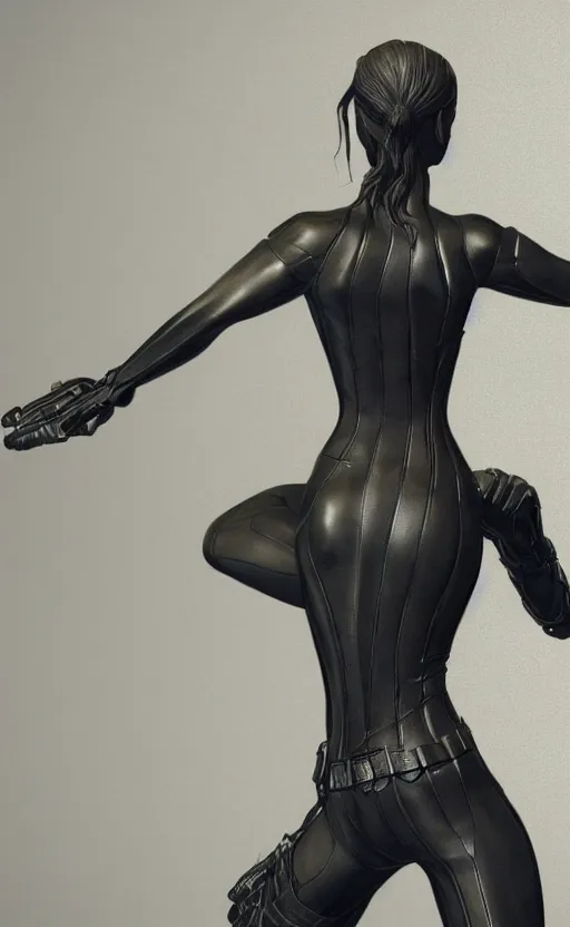 Image similar to black widow, bronze statue, unreal engine, high detailed