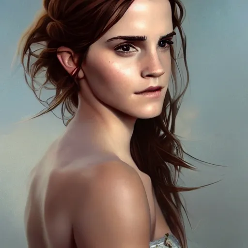 Image similar to ultra realistic illustration, emma watson as bella thorne, intricate, elegant, highly detailed, digital painting, artstation, concept art, smooth, sharp focus, illustration, art by artgerm and greg rutkowski and alphonse mucha