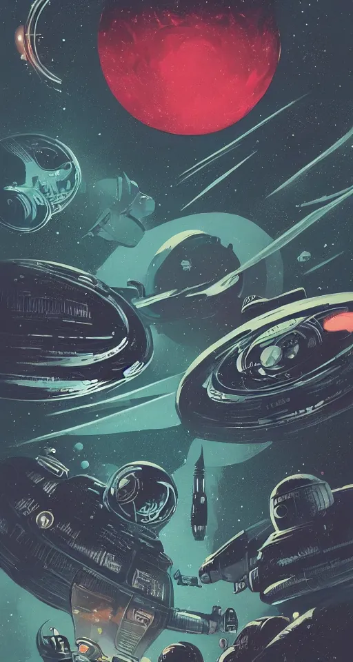 Image similar to retro dark vintage sci-fi, 2D matte gouache book cover illustration, deep space, sci-fi world