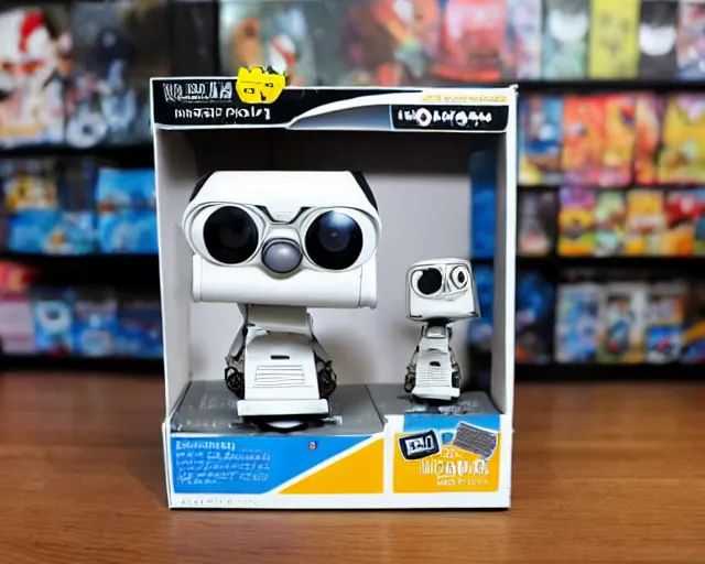 Prompt: Wall-E Funko Pop with package