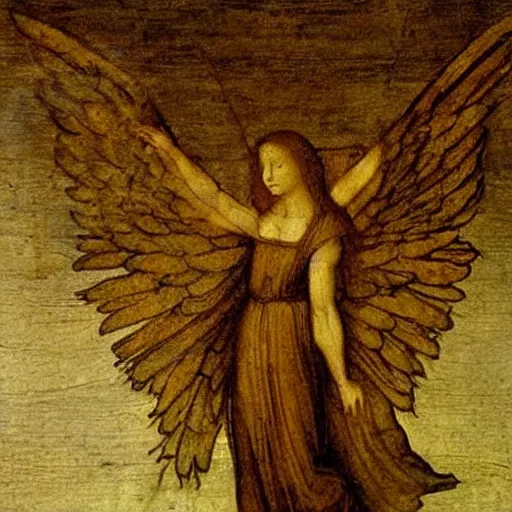 Prompt: leonardo da vinci painting of a biblically accurate angel,