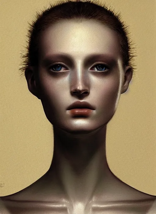Prompt: extremely detailed, intricate photo realistic portrait beautiful female android, art by paolo roversi,