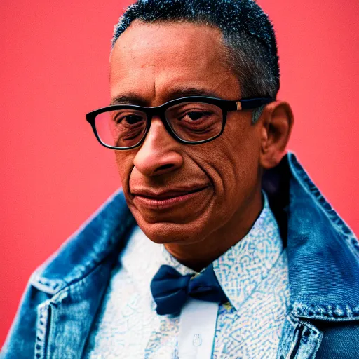 Prompt: portrait of gus fring with a mullet haircut, canon eos r 3, f / 1. 4, iso 2 0 0, 1 / 1 6 0 s, 8 k, raw, unedited, symmetrical balance, in - frame