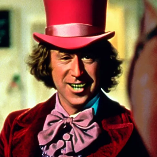 Image similar to a frame from the 1 9 7 1 movie willy wonka and the chocolate factory, starring tim allen, portrait, in focus, smiling
