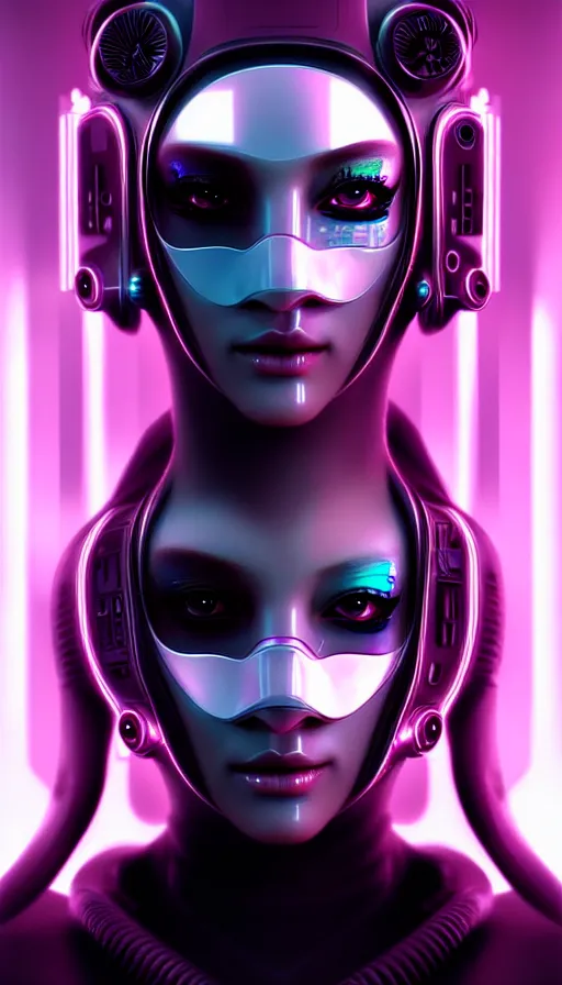 Image similar to face mask on beautiful woman face, cyberpunk art by kuno veeber, cgsociety, computer art, ultra detailed, futuristic, anime aesthetic