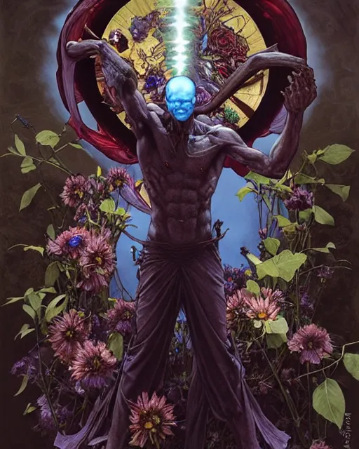 Prompt: the platonic ideal of flowers, rotting, insects and praying of cletus kasady ultimate carnage thanos dementor wild hunt doctor manhattan chtulu nazgul davinci, d & d, fantasy, ego death, detailed, intricate, hyperrealism, intense, scary, decay, dmt, art by artgerm and greg rutkowski and alphonse mucha