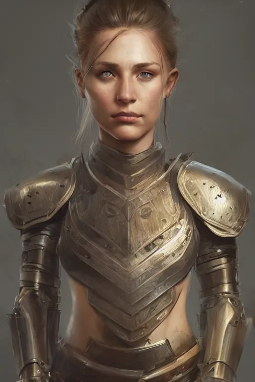 Prompt: beautiful young scandinavian woman with a half shaved undercut and a scar on her chin wearing full plate armor, HD, D&D 4k, 8k, incredibly detailed, intricate, masterpiece, digital illustration by greg rutkowski, trending on artstation