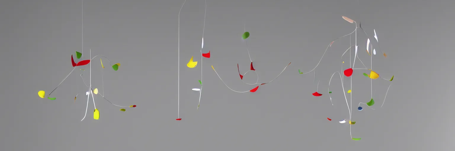 Prompt: 3 d hyper realistic mobile in the style of alexander calder