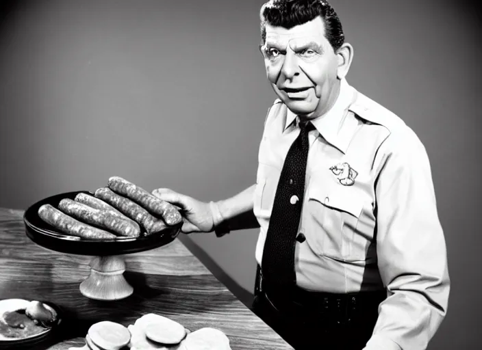 Image similar to photo still of andy griffith as matlock at shoneys!!!!!!!! at age 6 6 years old 6 6 years of age!!!!!!!! enjoying sausage, 8 k, 8 5 mm f 1. 8, studio lighting, rim light, right side key light