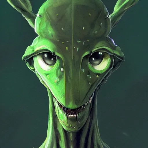 Prompt: portrait of green anthropomorphic mantis religiosa ; hard predatory look ; d & d rogue ; translucent!!!! ; invisible ; flat triangle - shaped head with thin thread - like antennae ; concept art ; artstation ; 8 k ; wallpapers ; heavy contrast ; cinematic art ; cgsociety ; art by greg rutkowski and artgerm