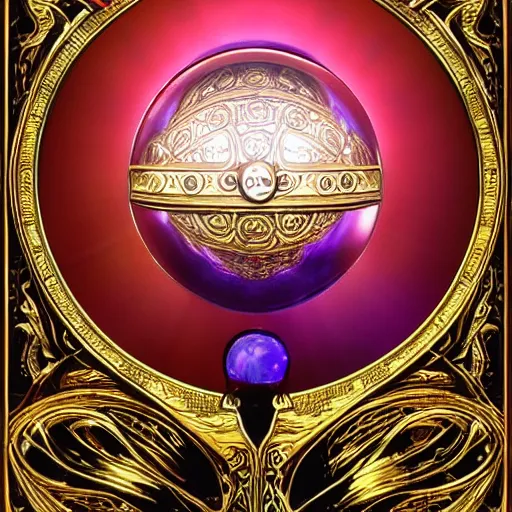 Image similar to Surprised Chicken Oracle looking into a magic crystal ball, concept art, insanely detailed and intricate, hypermaximalist, elegant, ornate, hyper realistic, super detailed, Art Deco, cinematic, trending on artstation, magic the gathering artwork, centered