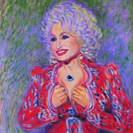 Image similar to dolly parton art by claude monet