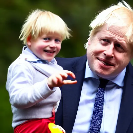 Prompt: Boris Johnson taking mini Boris Johnson to the zoo