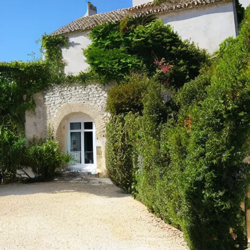 Image similar to ile de re house with a garden full of tremiere rose, four stores, white walls, orange roof