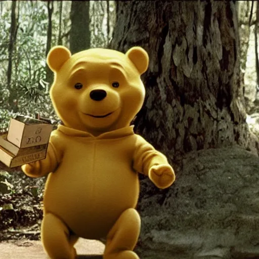 Image similar to A still of Keanu Reeves as Winnie the Pooh