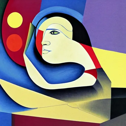 Image similar to woman as the natural landscape, her curves form the mountains and rivers of the land , high quality art in the style of cubism and georgia o’keefe,