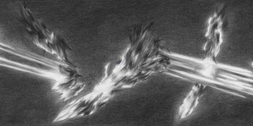 Prompt: a detailed pencil drawing of one spaceship disintegrating and burning in the atmosphere, 4k, sf