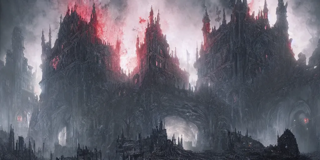 Prompt: landscape of a outer furnace by lisa frank, greg rutkowski, luis royo and wayne barlowe as a diablo, resident evil, dark souls, bloodborne environmen