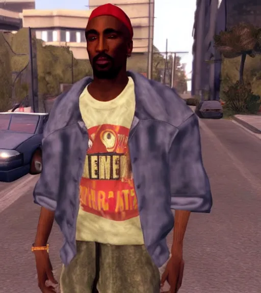 Prompt: Tupac in gta sa,