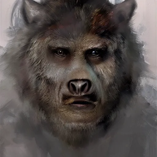 Image similar to Manbearpig is half man half bear half pig I'm super cereal beautiful stunning portrait by ruan jia