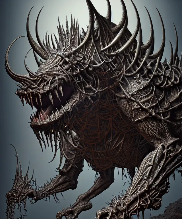 Prompt: hyperrealistic mixed media painting of Behemoth from the book of Job in the Bible, stunning 3d render inspired art by P. Craig Russell and Barry Windsor-Smith + perfect facial symmetry + dim volumetric lighting, ornate gothic silver platemail, dizzy, full body, 8k octane beautifully detailed render, post-processing, extremely hyperdetailed, intricate, epic composition, grim yet sparkling atmosphere, cinematic lighting + masterpiece, trending on artstation, very very detailed, masterpiece, stunning