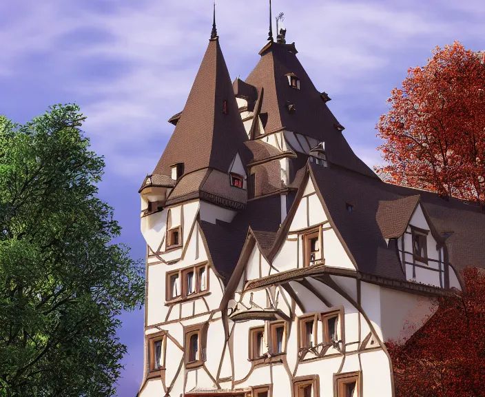 Prompt: 4 k hd, high detail photograph of a german castle, shot with sigma f / 4. 2, 2 5 0 mm sharp lens, wide shot, consistent, isometric view, volumetric lighting, high level texture render