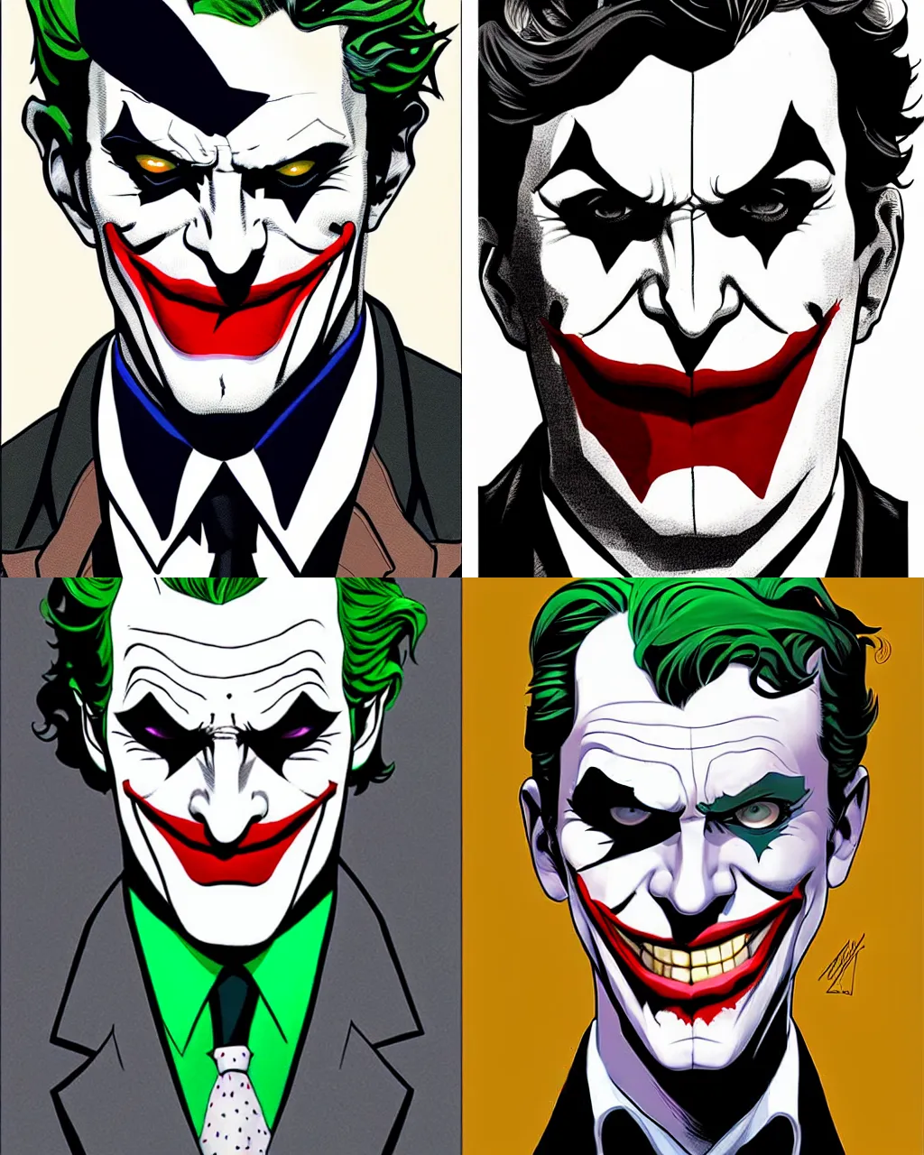 Prompt: symmetric!! portrait of joker by chip zdarsky, masterpiece, atmospheric, fine details