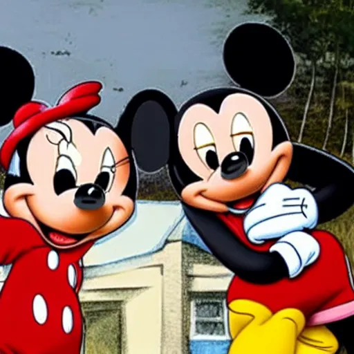 Prompt: Mickey Mouse in Africa helping starving children, photo, BBC