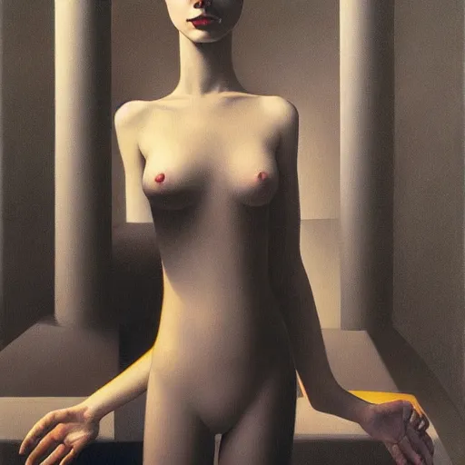 Image similar to portrait of a girl wearing tight black latex dress, Edward Hopper and James Gilleard, Zdzislaw Beksinski, Mark Ryden, Wolfgang Lettl highly detailed