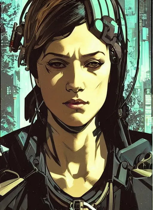 Image similar to cyberpunk spy babe. night vision. portrait by ashley wood and alphonse mucha and laurie greasley and josan gonzalez and james gurney. spliner cell, apex legends, rb 6 s, hl 2, d & d, cyberpunk 2 0 7 7. realistic face. dystopian setting.