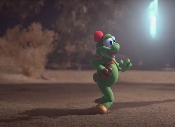 Image similar to film still of yoshi in the new sci - fi movie, 8 k