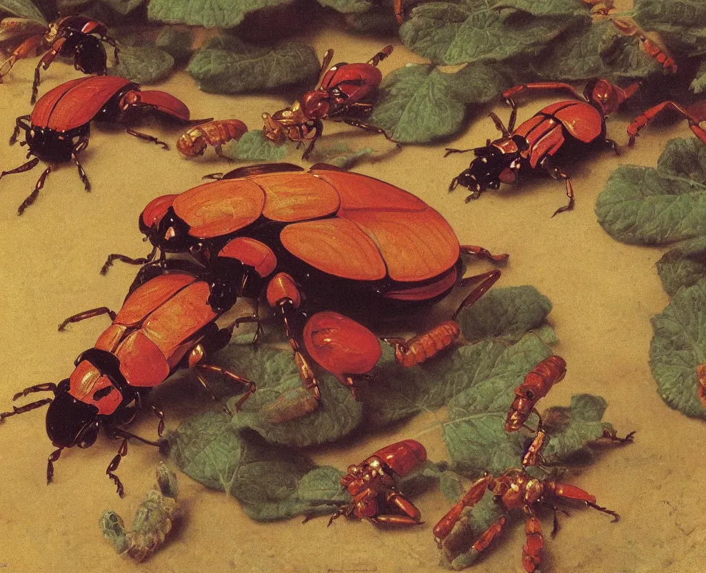 Image similar to a beautiful colorful beetle coleoptera. national geographic ( ( ( by gustave boulanger, joaquin sorolla ) ) )