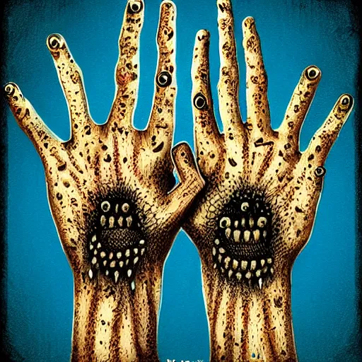 Image similar to trypophobia hands, horror art