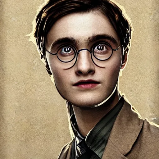 Image similar to Portrait of Harry Potter with highly stylized, geometric face makeup, intricate