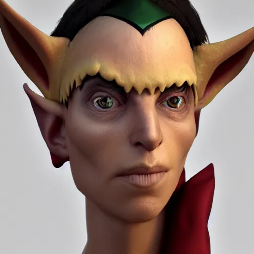 Image similar to a close up of a person in a elf costume, a character portrait by Guillermo del Toro, polycount, antipodeans, unreal engine 5, unreal engine, cryengine